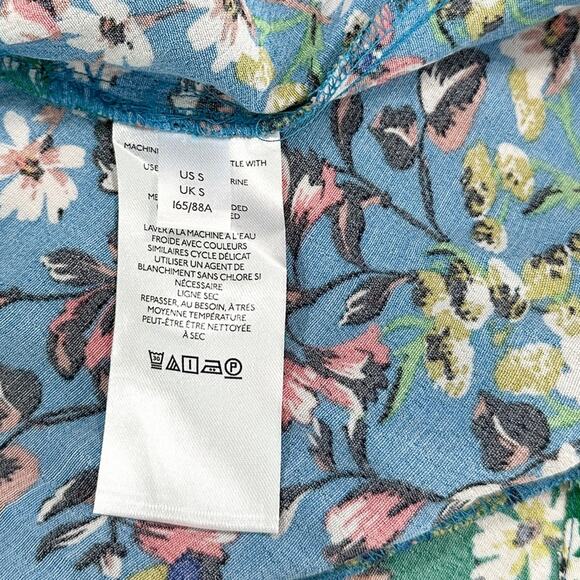 Anthropologie Robin Tiered Oversize Floral Flutter Sleeve Boho Mini Dress Small - Picture 8 of 10